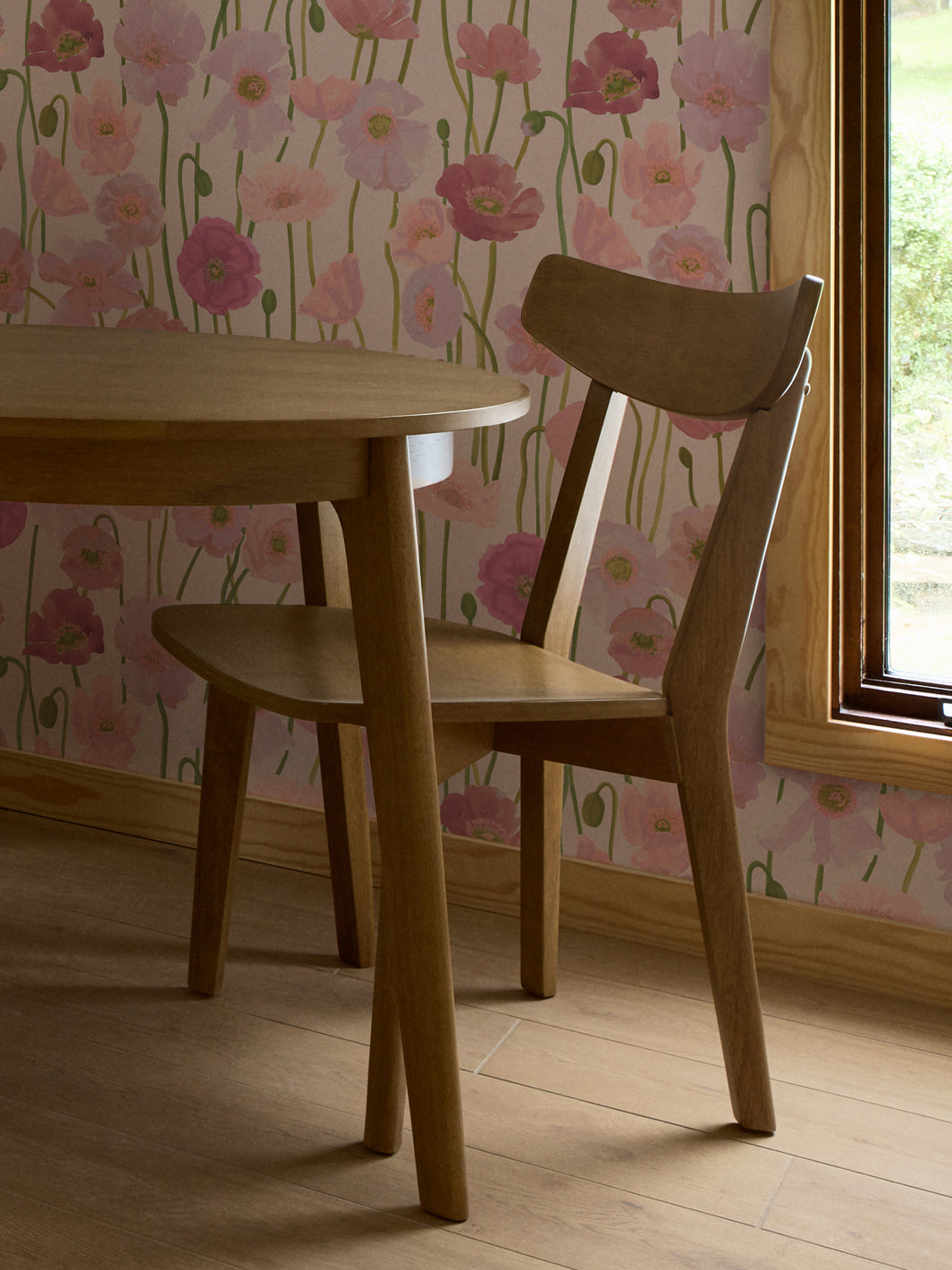 'Icelandic Poppies' Wallpaper in Pinks - Room Scene