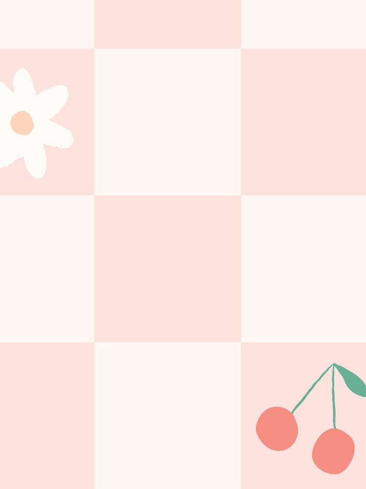 'Icons Check' Wallpaper by Meri Meri - Pink