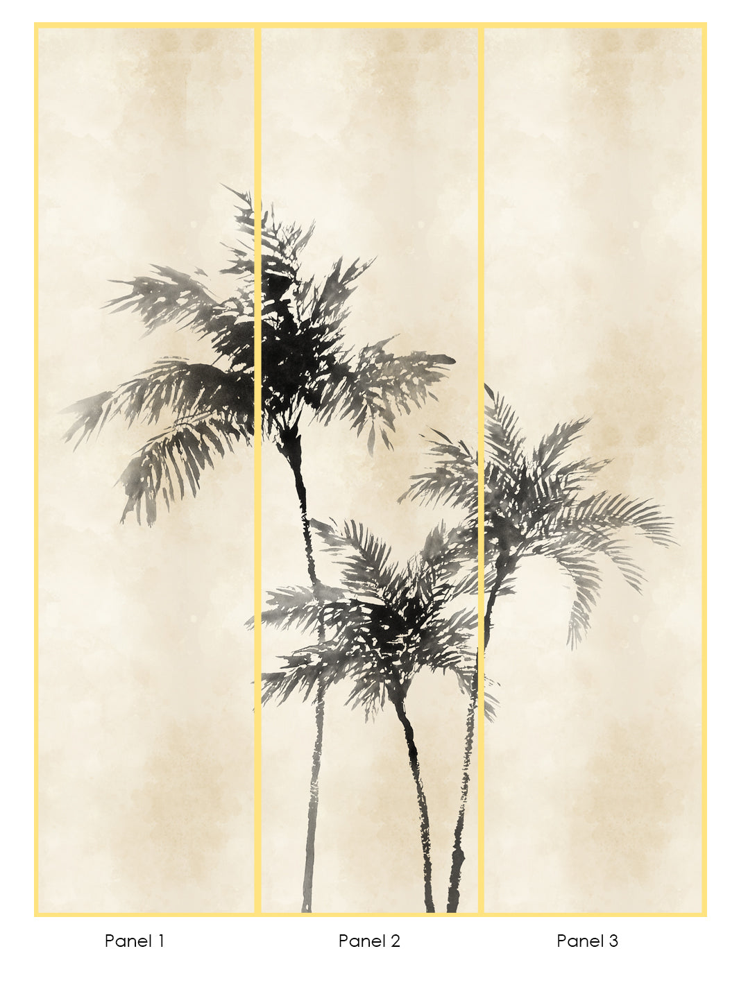 'Ink Palm' Mural Wallpaper by Flint Wood & Hicks - Ink Black