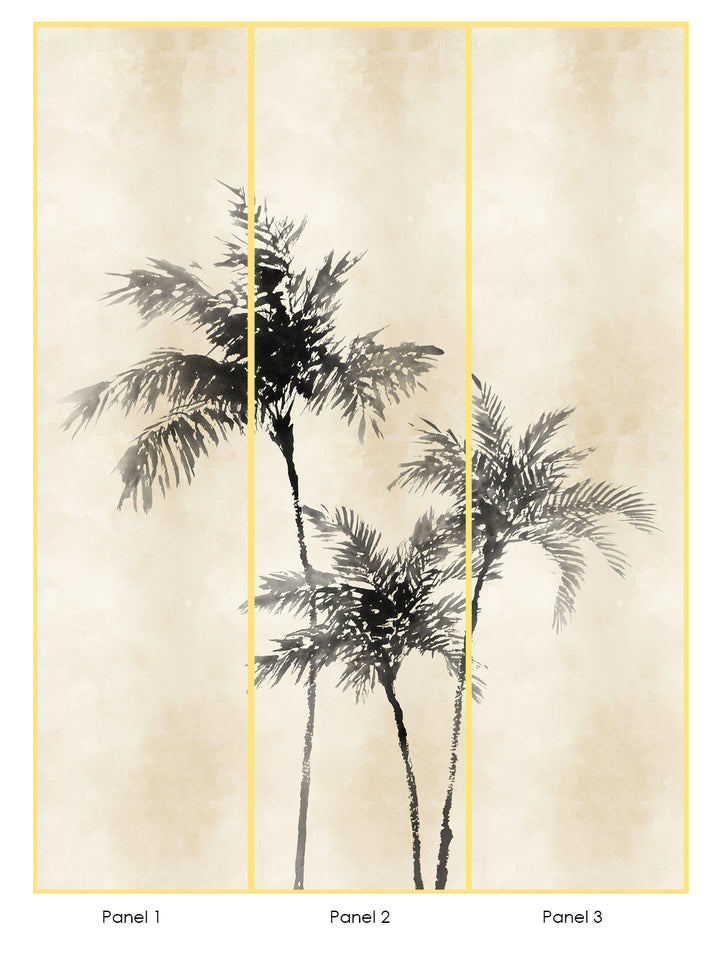 'Ink Palm' Mural Wallpaper by Flint Wood & Hicks - Ink Black
