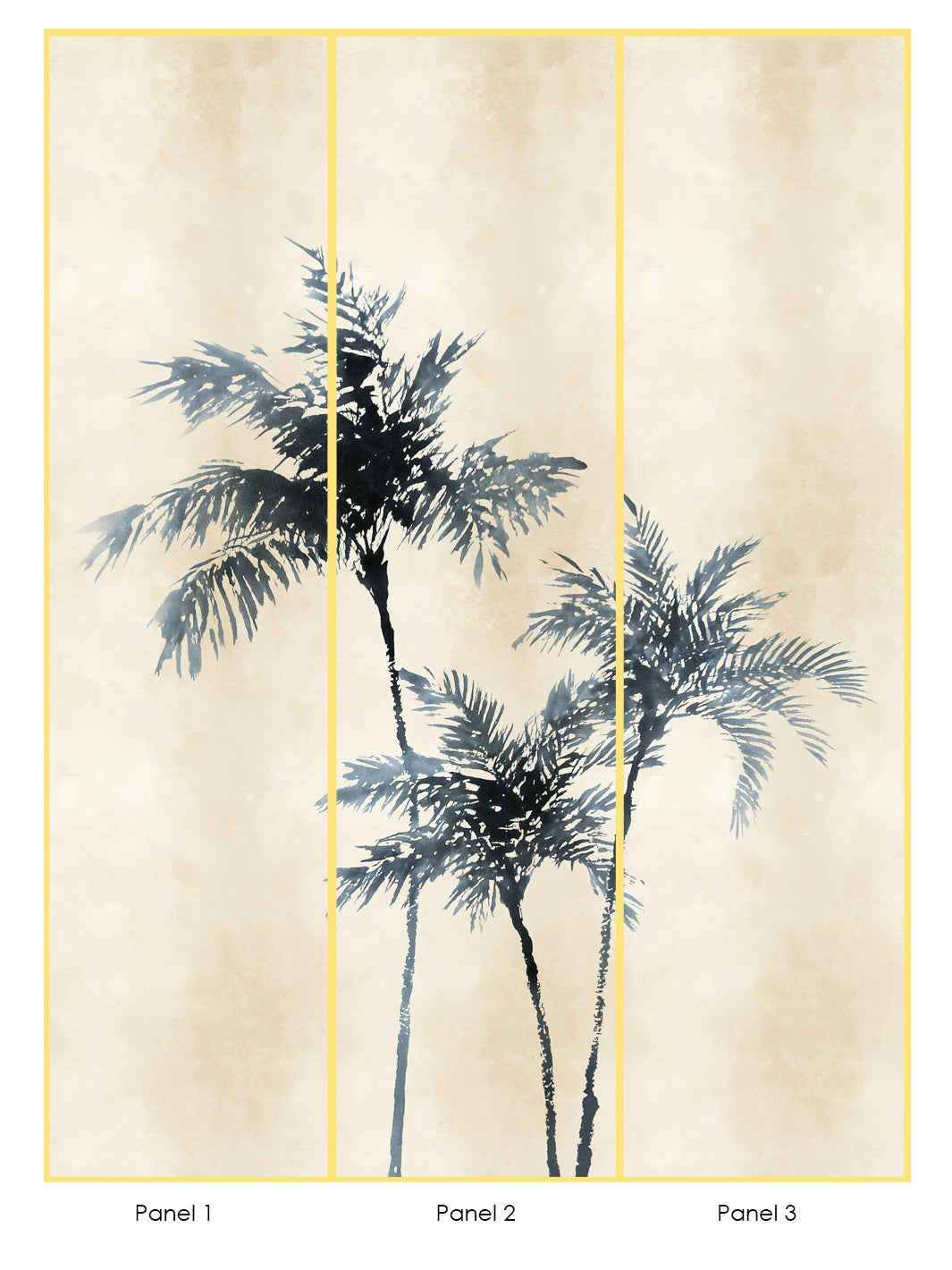 'Ink Palm' Mural Wallpaper by Flint Wood & Hicks - Ink Blue
