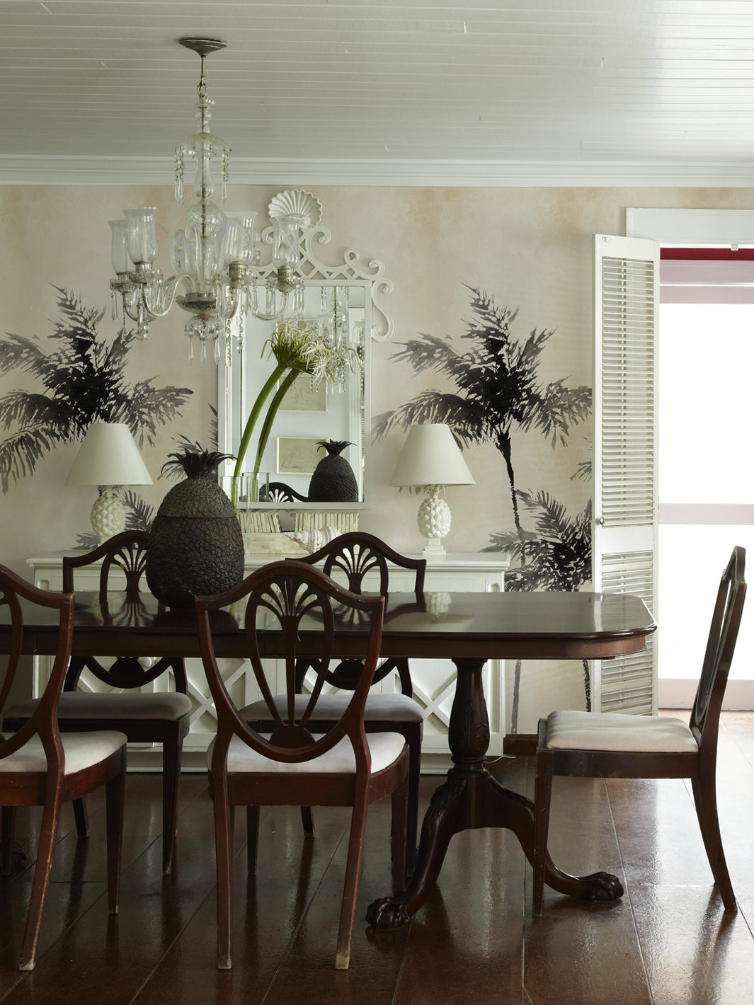 'Ink Palm' Mural Wallpaper by Flint Wood & Hicks - Ink Black