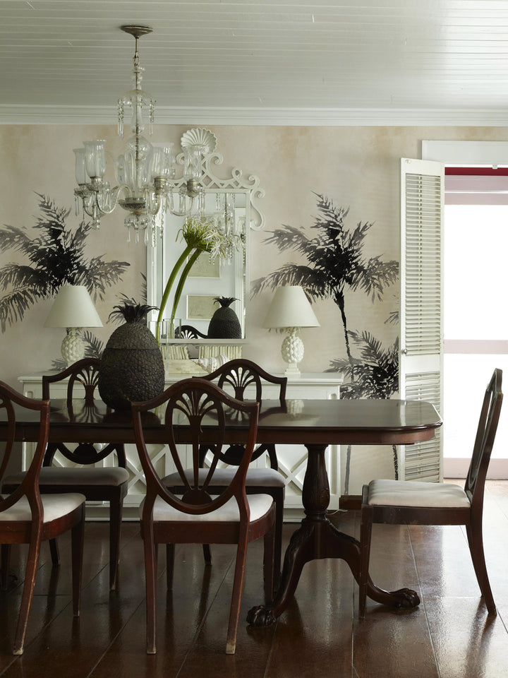 'Ink Palm' Mural Wallpaper by Flint Wood & Hicks - Ink Black