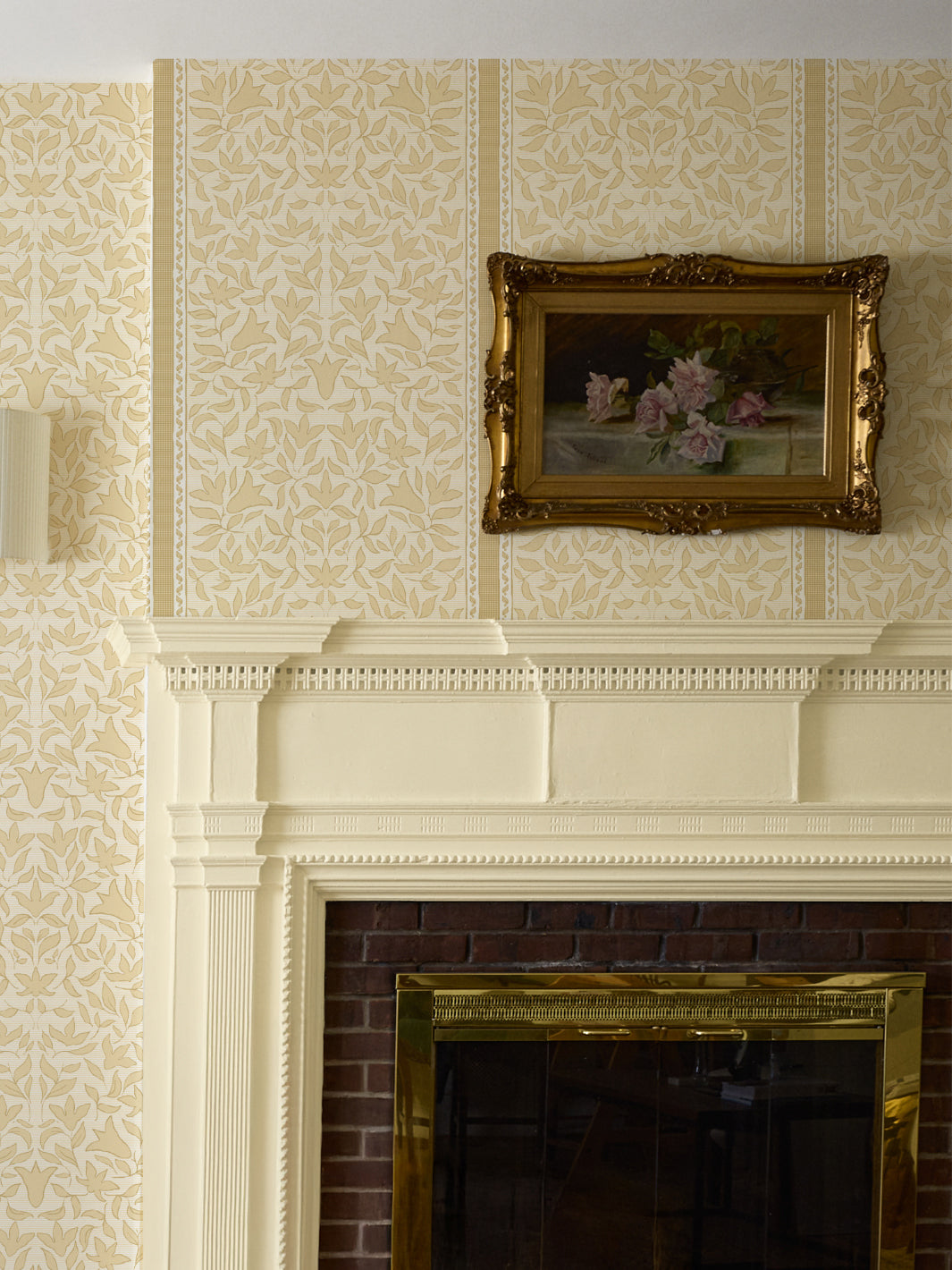 'Jezebel Stripe' Wallpaper by Wallshoppe - Butter - Room Shot