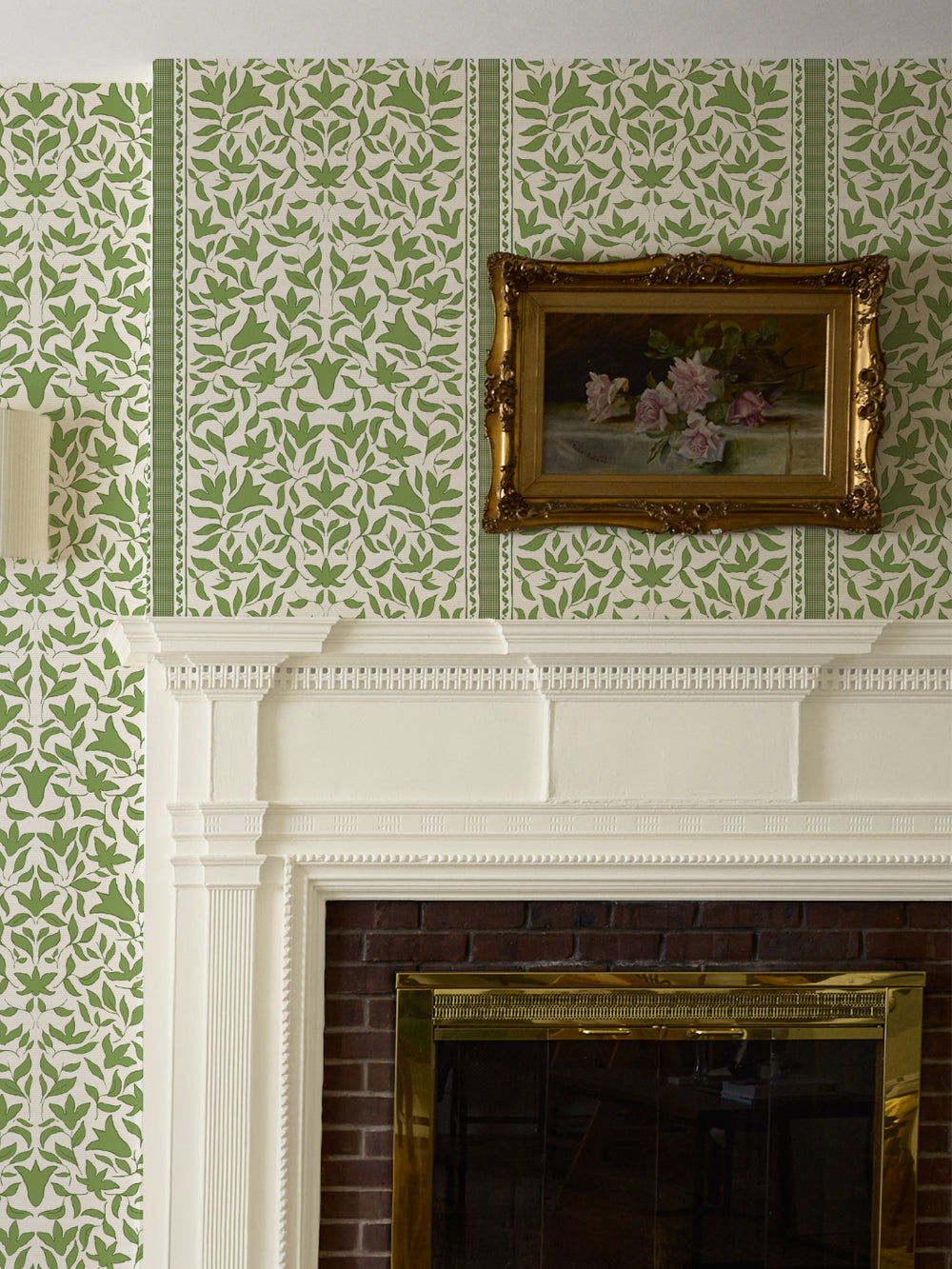 'Jezebel Stripe' Wallpaper by Wallshoppe - Fern Cream - Room Shot