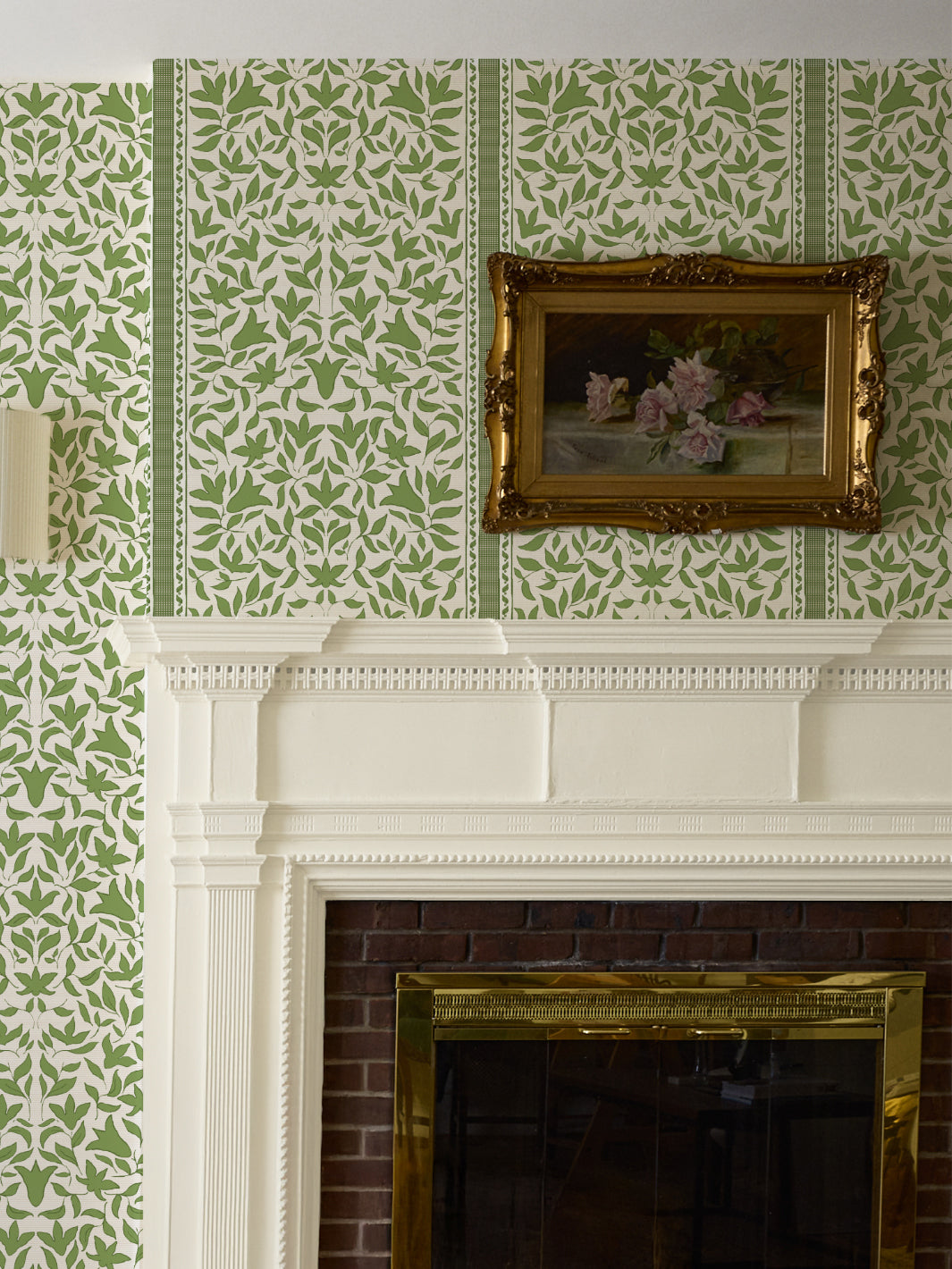 'Jezebel Stripe' Wallpaper by Wallshoppe - Fern Cream - Room Shot
