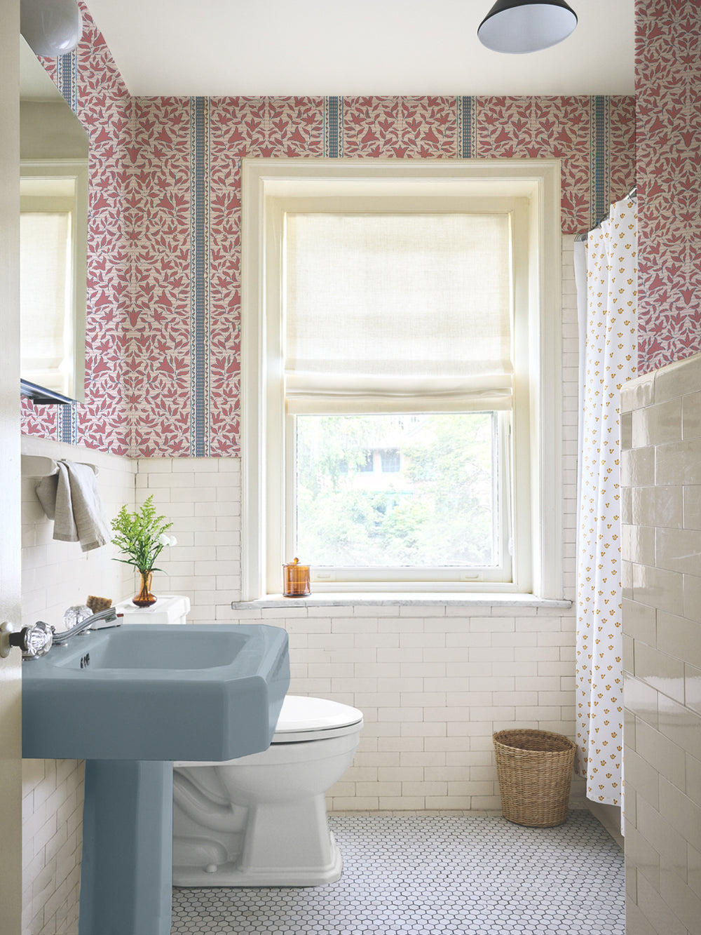 'Jezebel Stripe' Wallpaper by Wallshoppe - Rosewood Blue - Room Shot