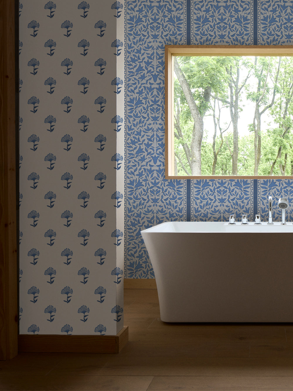 'Jezebel Stripe' Wallpaper by Wallshoppe - Slate Blue - Room Shot