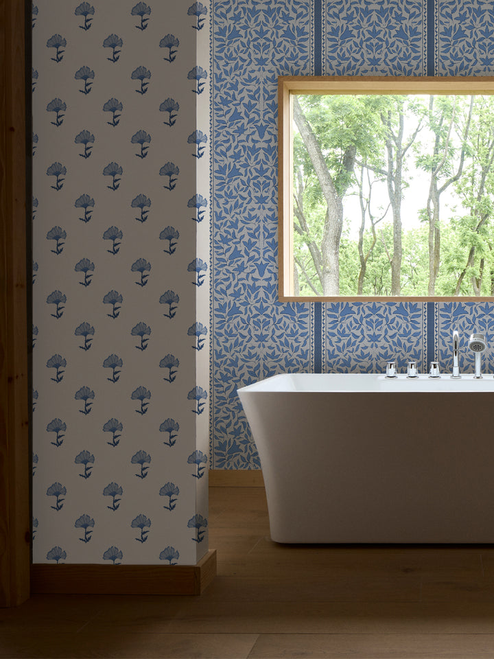 'Jezebel Stripe' Wallpaper by Wallshoppe - Slate Blue - Room Shot