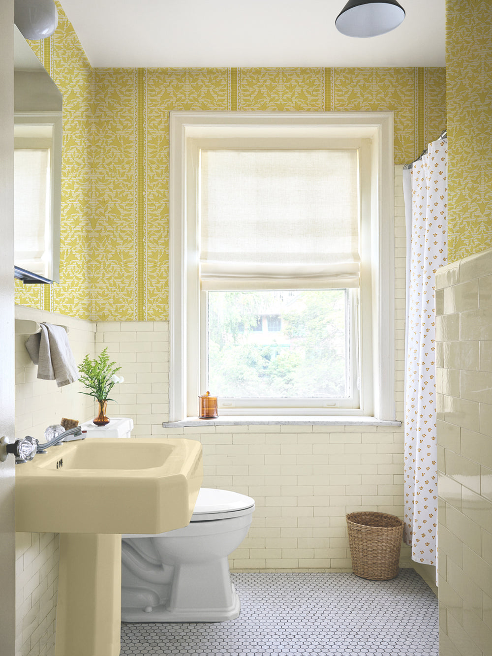 'Jezebel Stripe' Wallpaper by Wallshoppe - Sunny Yellow - Room Shot