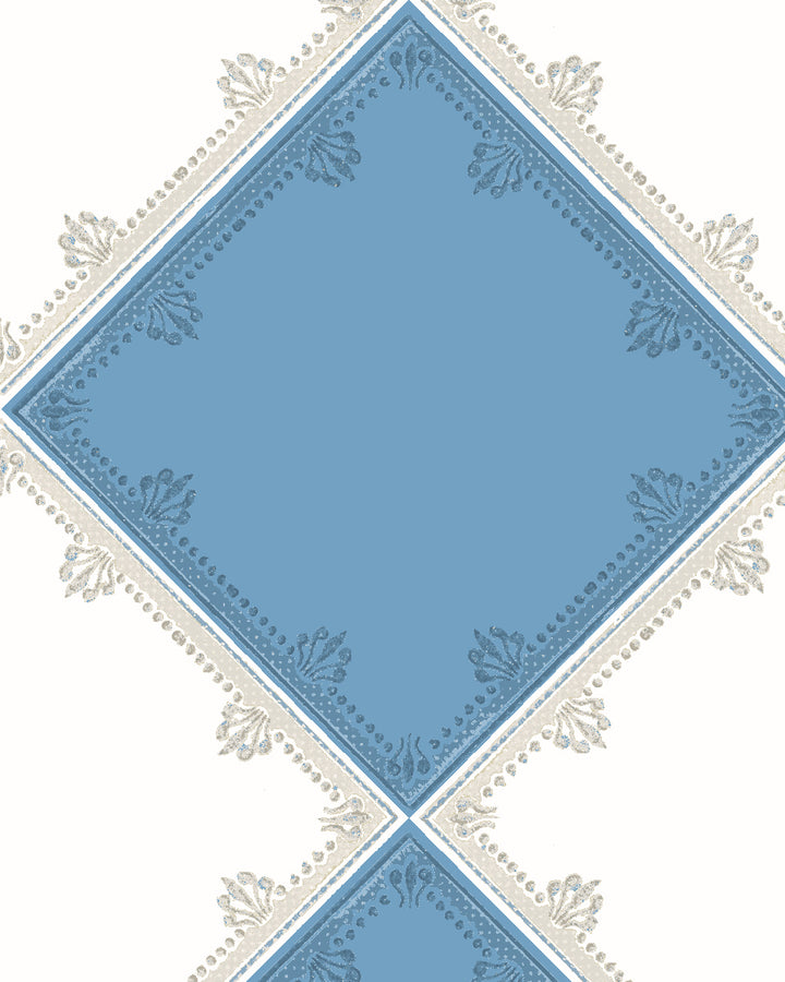 'L'Argyle' Wallpaper by Clare V. - Blue Cream