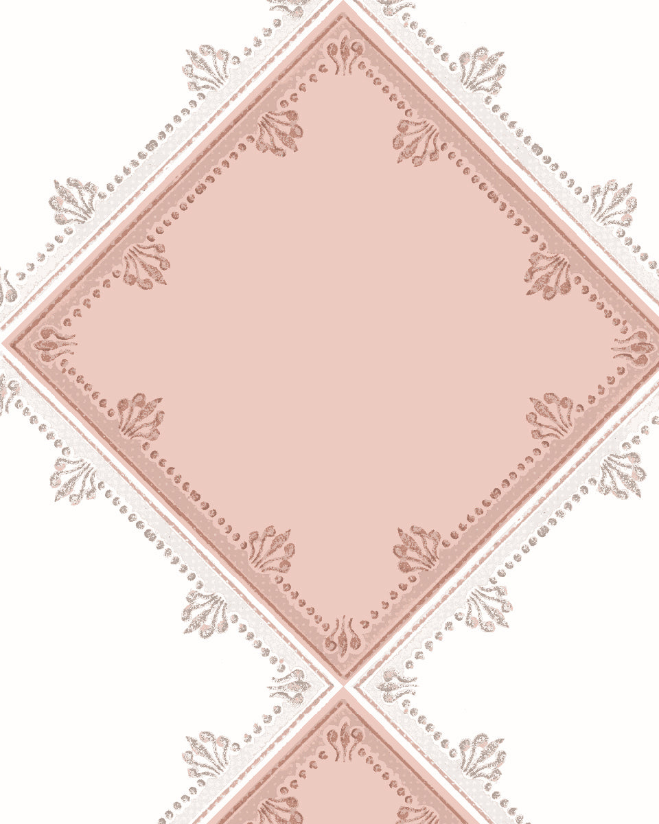 'L'Argyle' Wallpaper by Clare V. - Blush Cream