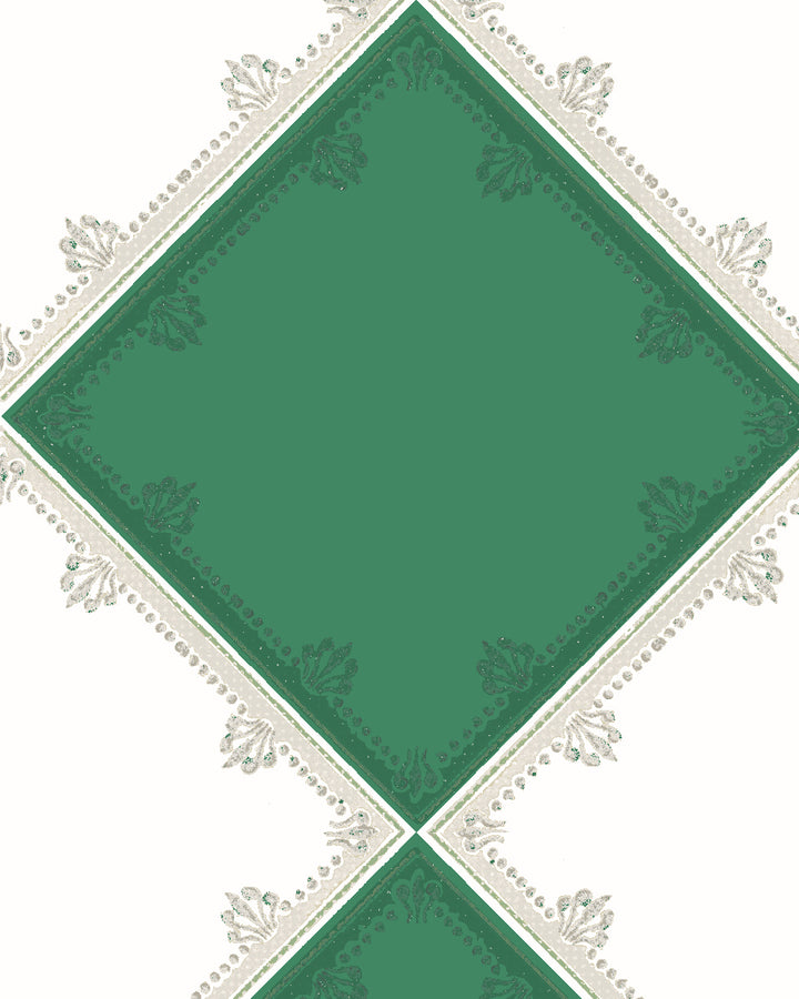 'L'Argyle' Wallpaper by Clare V. - Evergreen Cream