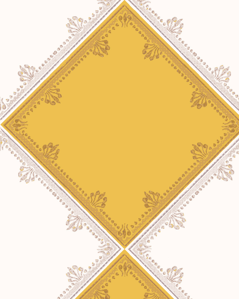 'L'Argyle' Wallpaper by Clare V. - Yellow Cream