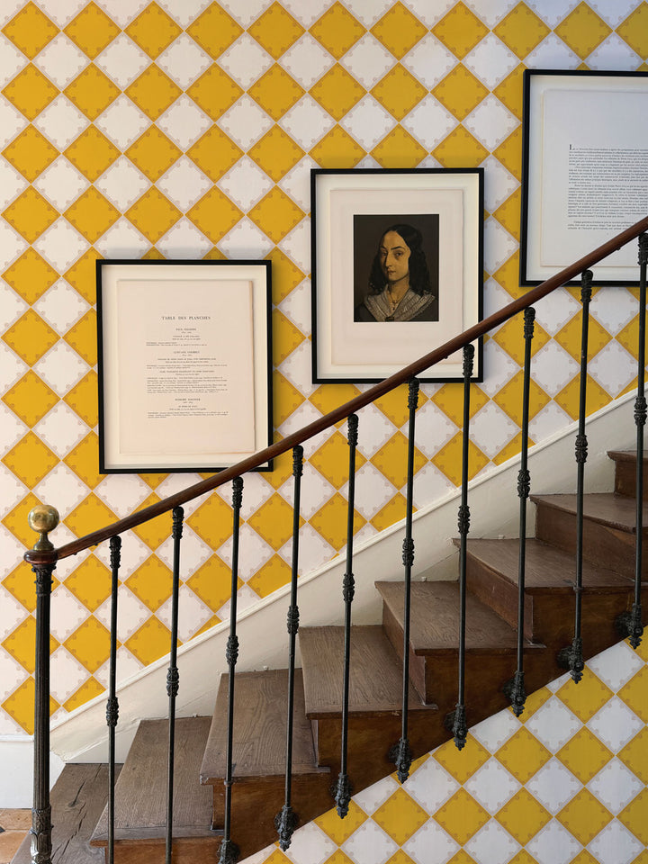 'L'Argyle' Wallpaper by Clare V. - Yellow Cream