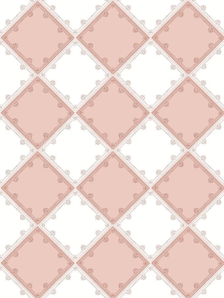 'L'Argyle' Wallpaper by Clare V. - Blush Cream