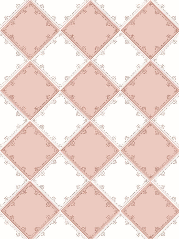 'L'Argyle' Wallpaper by Clare V. - Blush Cream