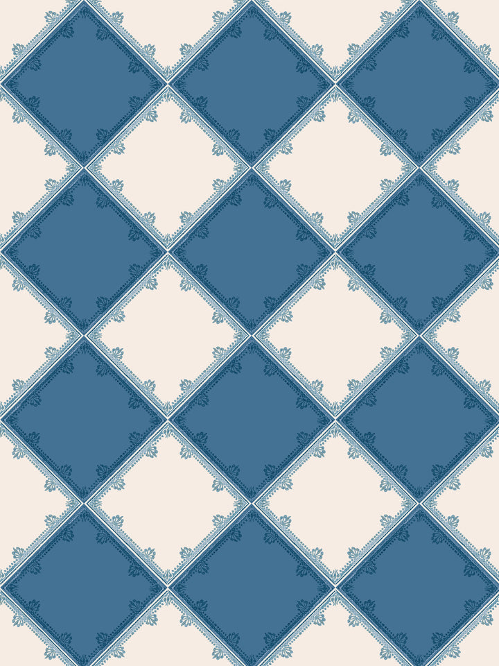 'L'Argyle' Wallpaper by Clare V. - Cade Blue Parchment