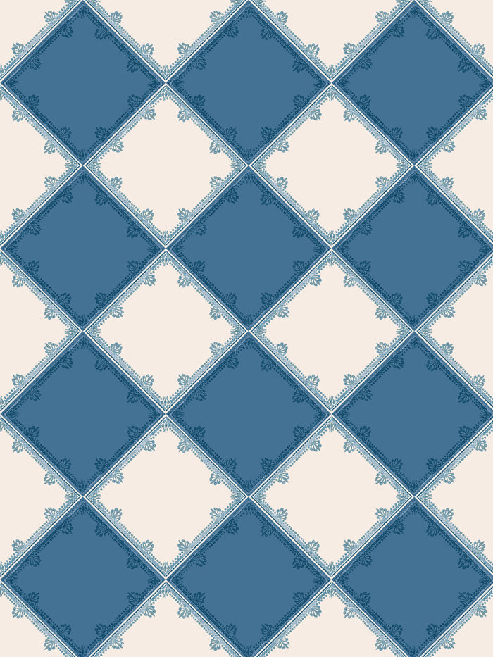 'L'Argyle' Wallpaper by Clare V. - Cade Blue Parchment