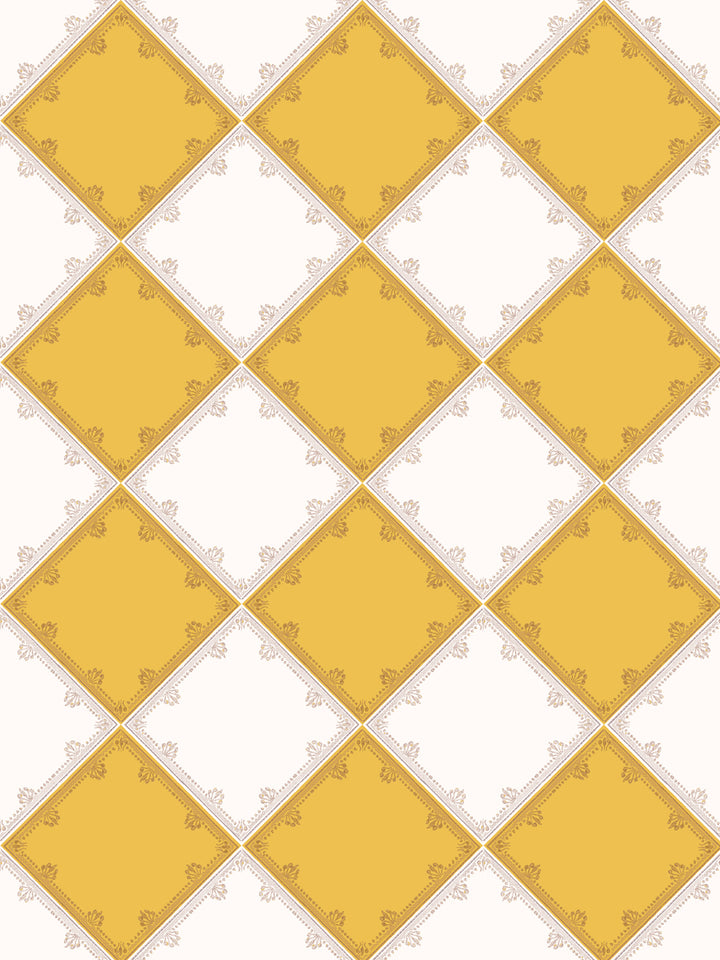 'L'Argyle' Wallpaper by Clare V. - Yellow Cream