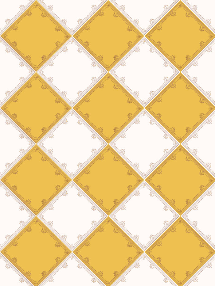 'L'Argyle' Wallpaper by Clare V. - Yellow Cream