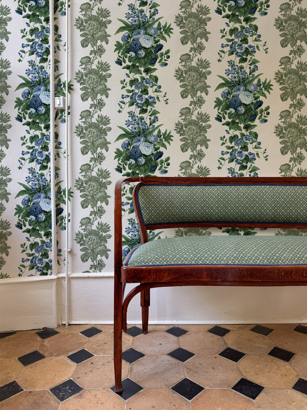 'La Garland' Wallpaper by Clare V. - Blue Olive