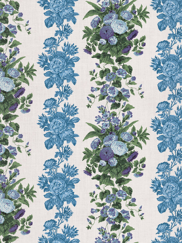 'La Garland' Linen Fabric by Clare V. - Azure Plum