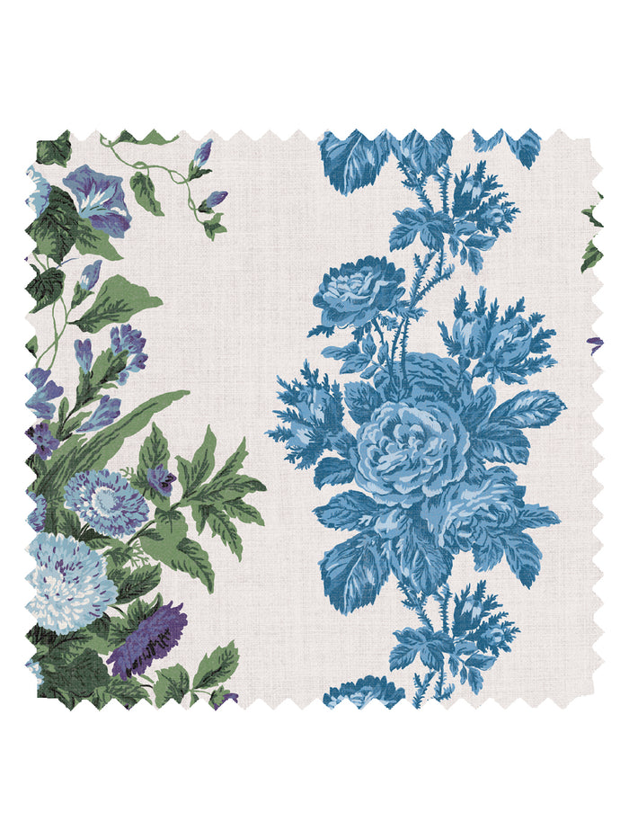 'La Garland' Linen Fabric by Clare V. - Azure Plum