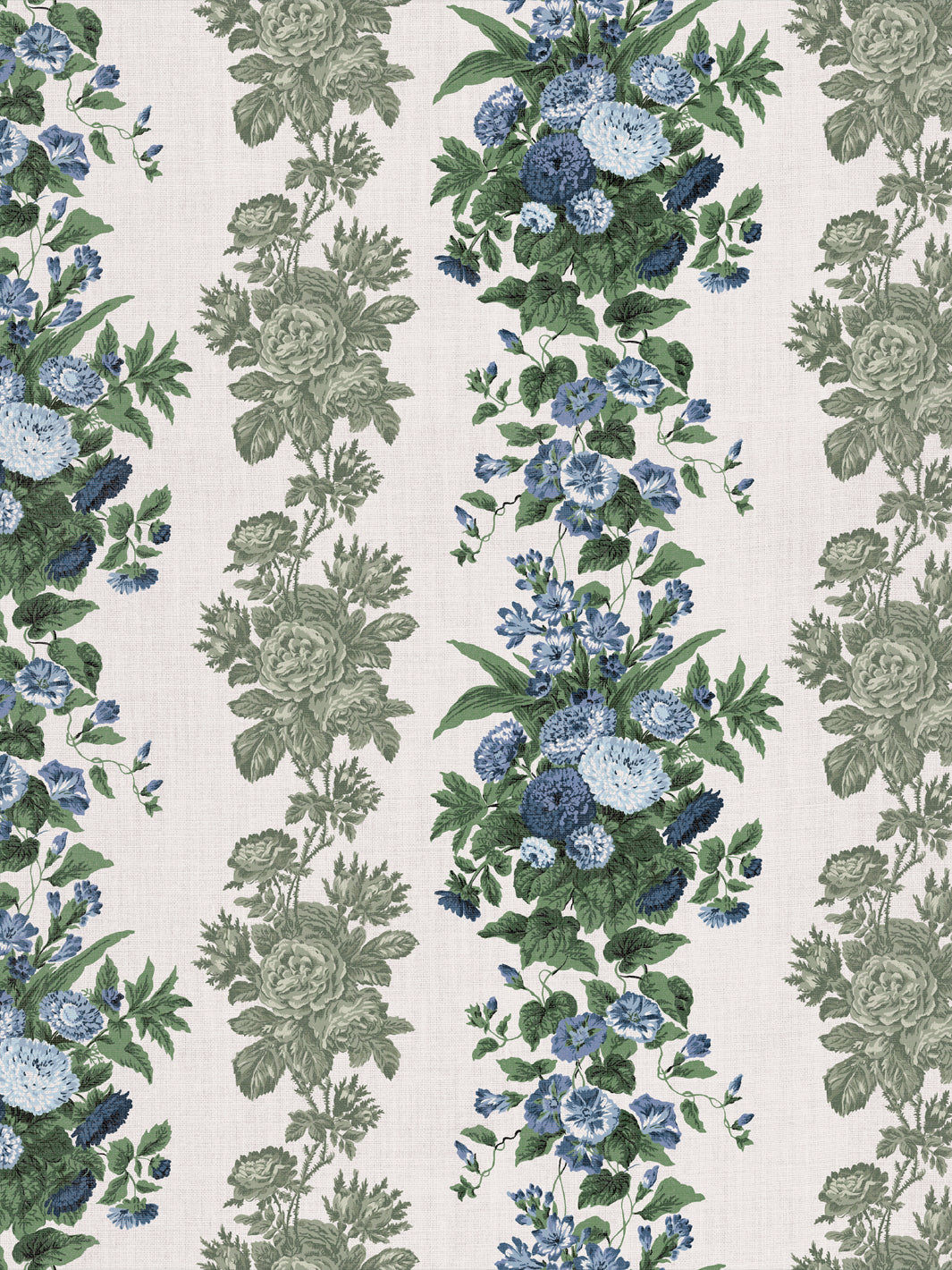 'La Garland' Linen Fabric by Clare V. - Blue Olive