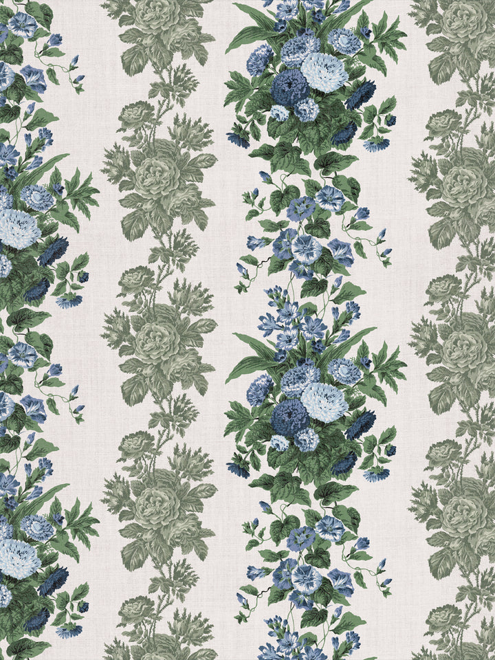 'La Garland' Linen Fabric by Clare V. - Blue Olive