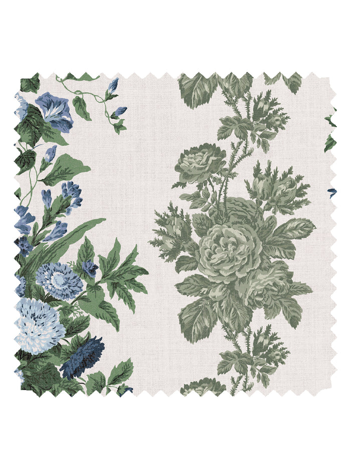 'La Garland' Linen Fabric by Clare V. - Blue Olive