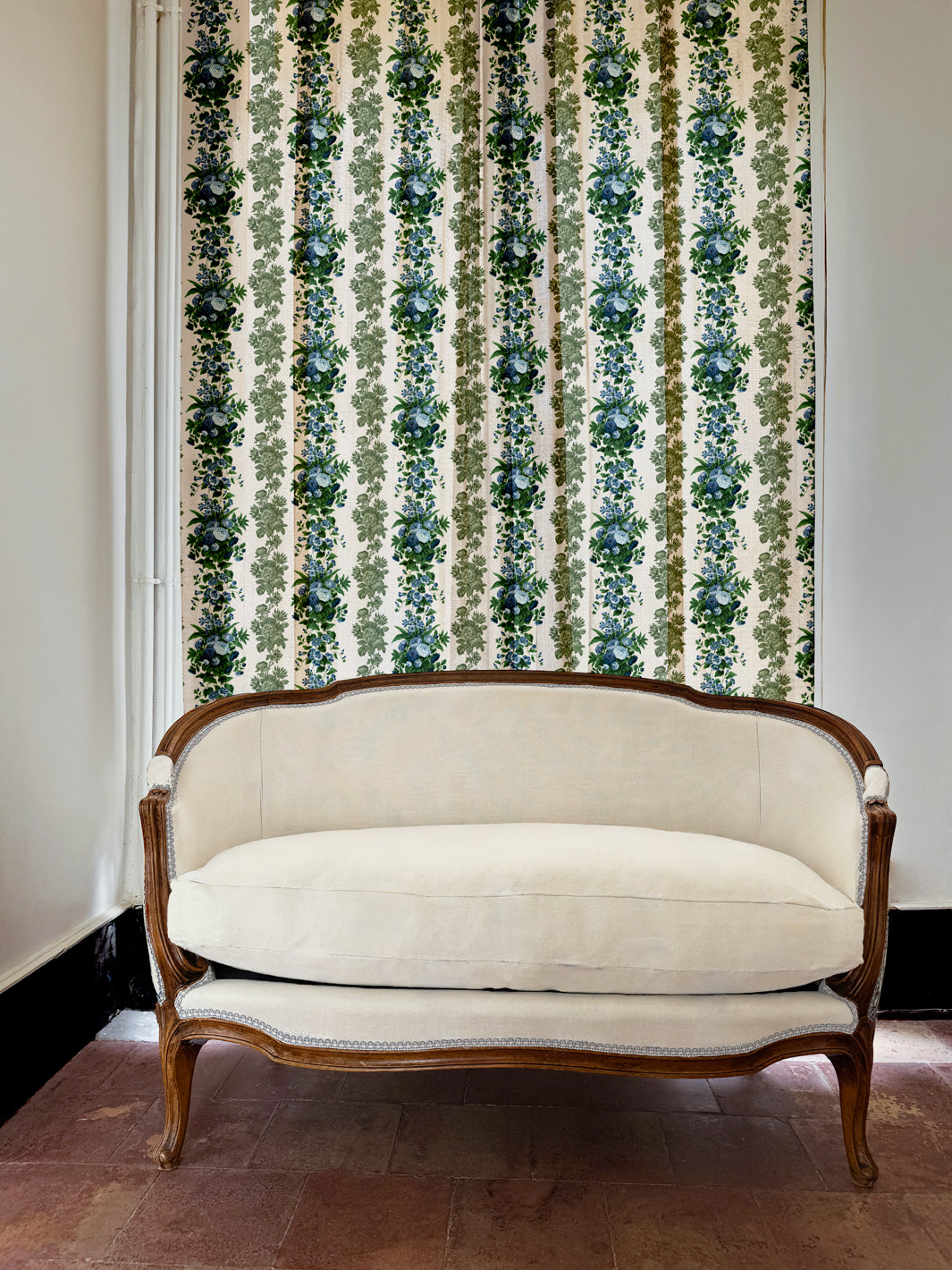 'La Garland' Linen Fabric by Clare V. - Blue Olive