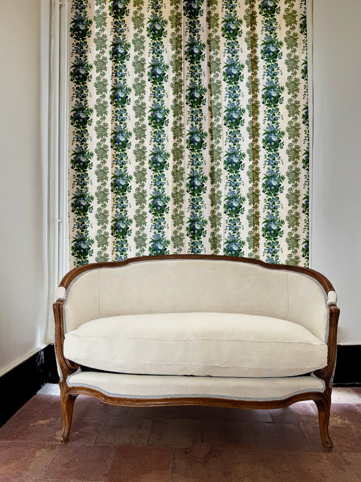 'La Garland' Linen Fabric by Clare V. - Blue Olive