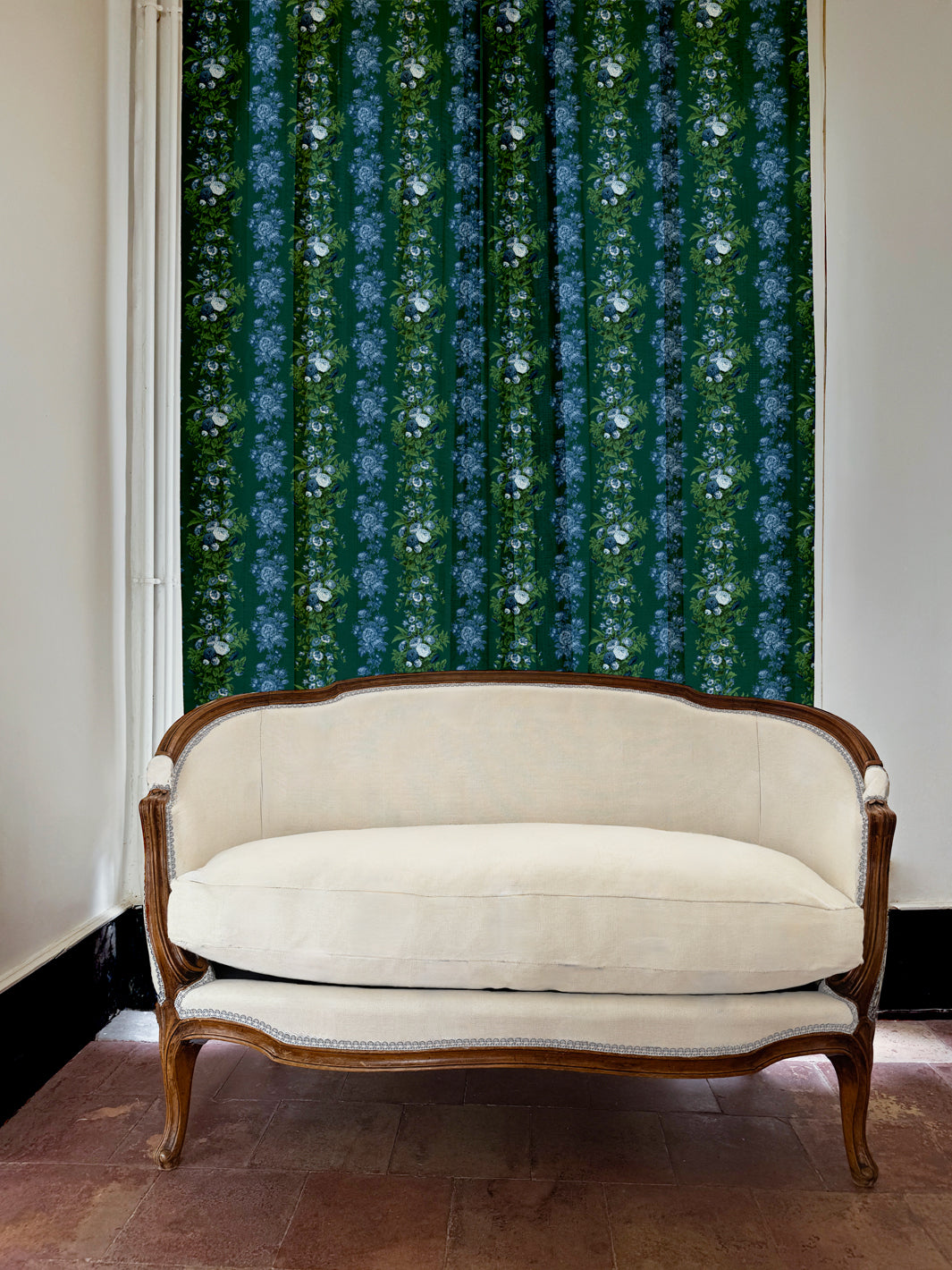 'La Garland' Linen Fabric by Clare V. - Forest Green
