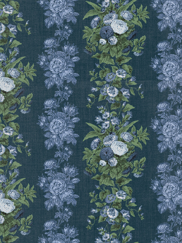 'La Garland' Linen Fabric by Clare V. - Navy Blue