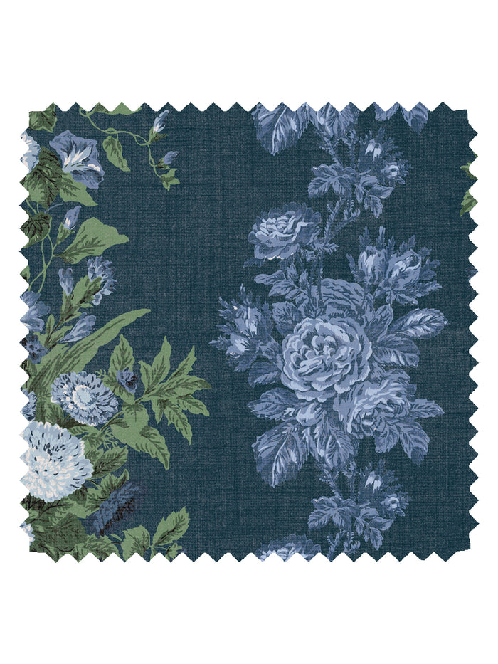 'La Garland' Linen Fabric by Clare V. - Navy Blue