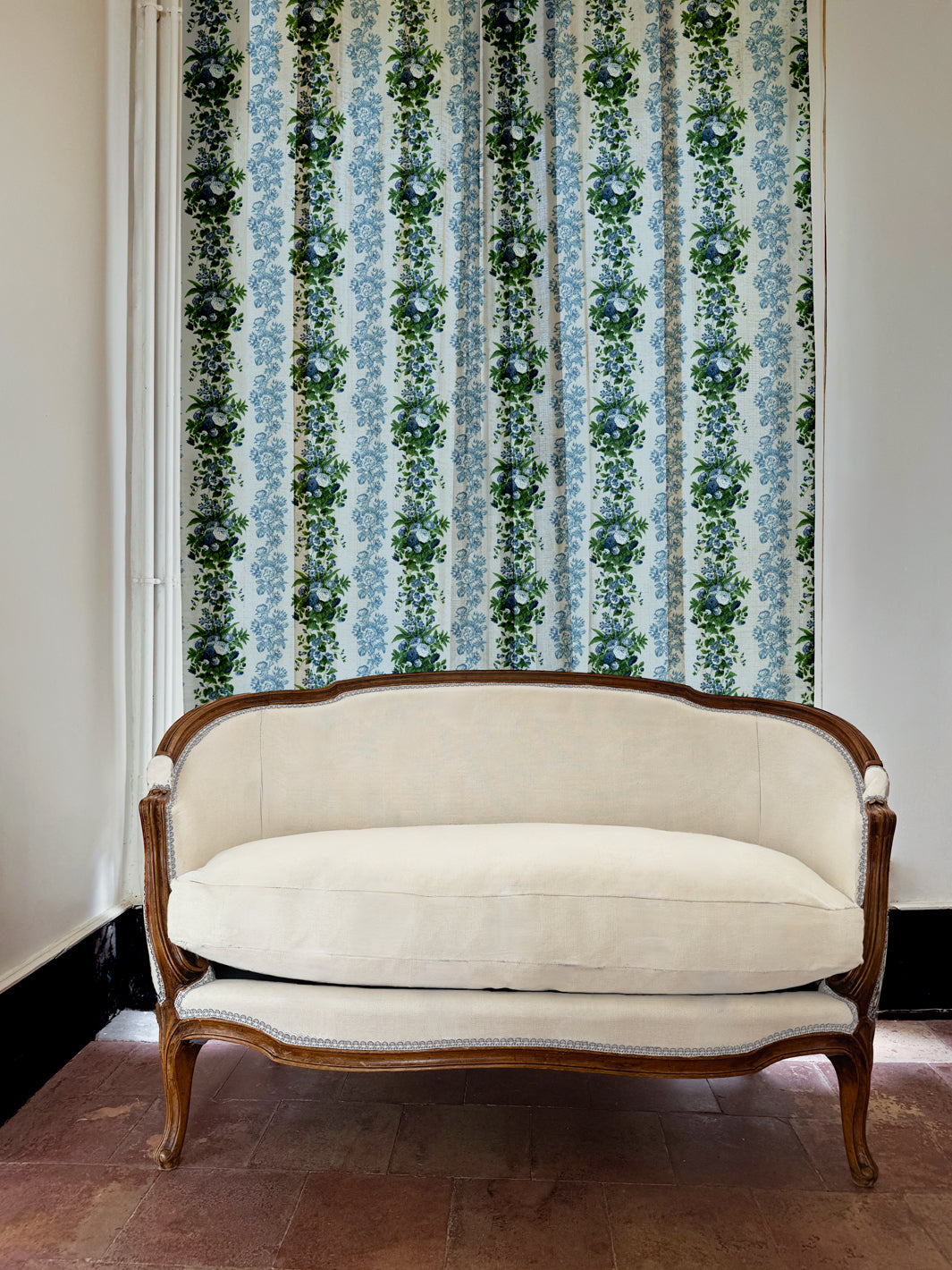 'La Garland' Linen Fabric by Clare V. - Powder Blue