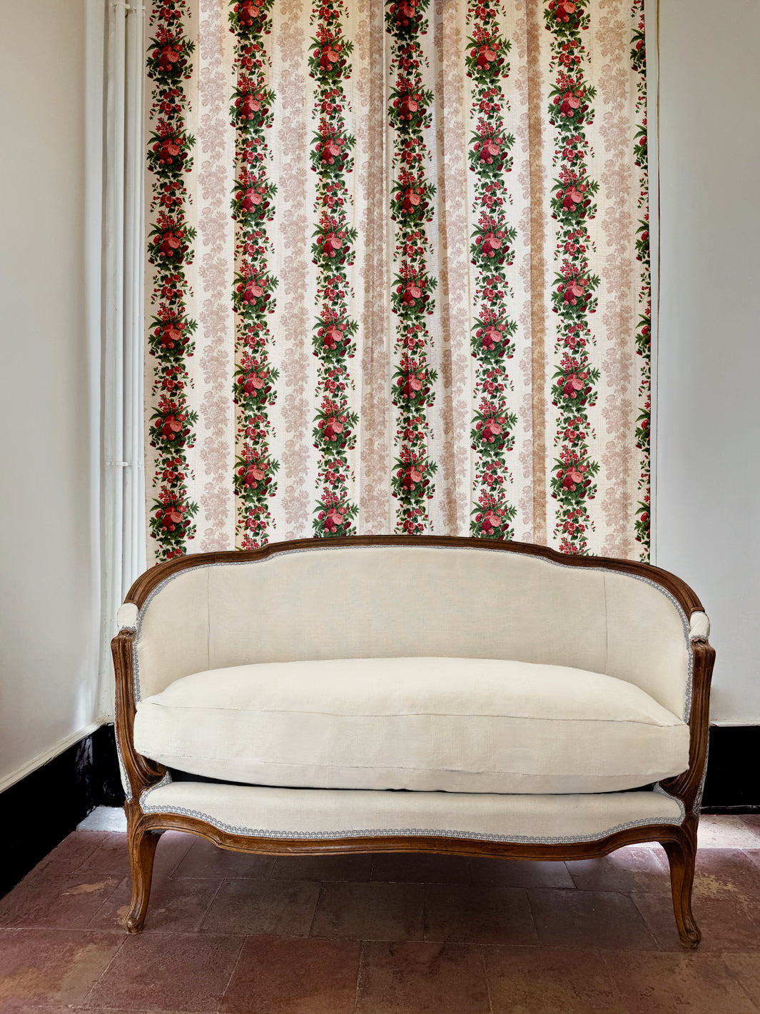 'La Garland' Linen Fabric by Clare V. - Red Petal