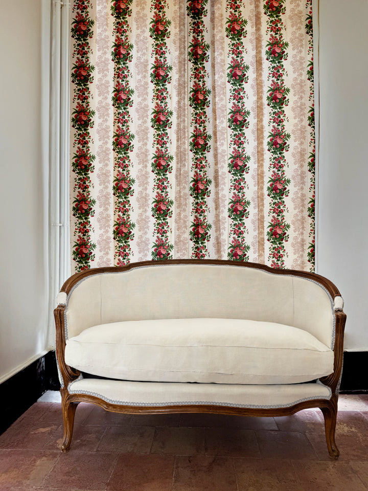 'La Garland' Linen Fabric by Clare V. - Red Petal