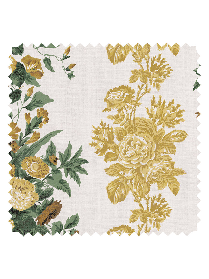 'La Garland' Linen Fabric by Clare V. - Yellow Green