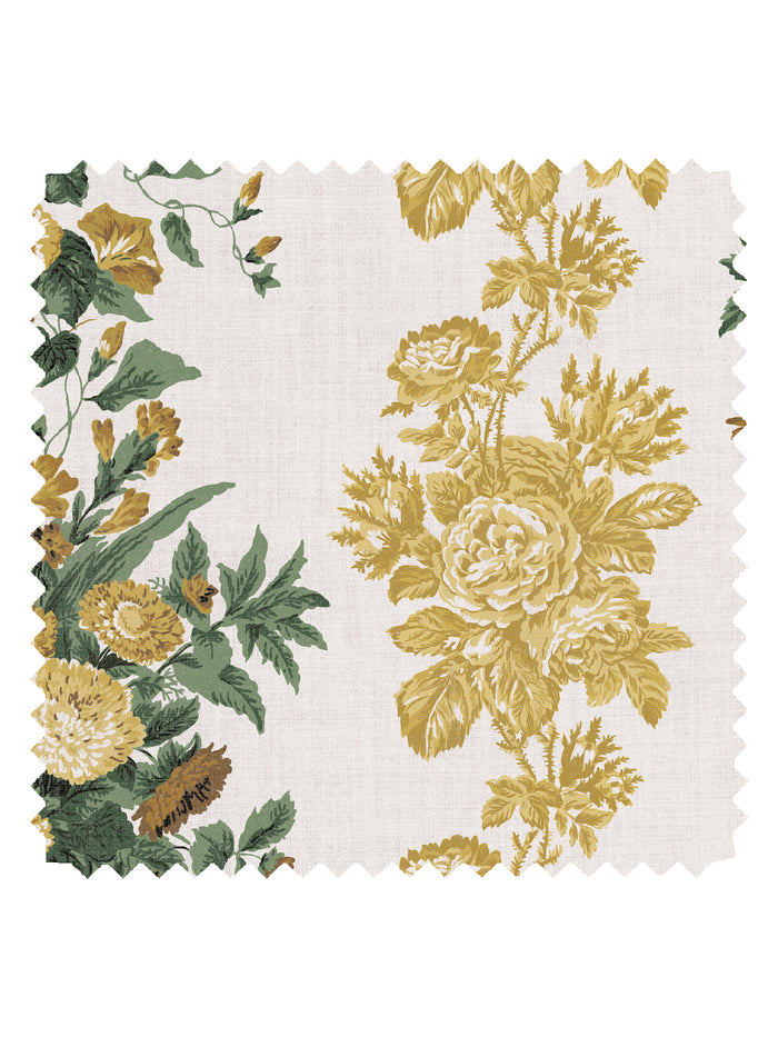'La Garland' Linen Fabric by Clare V. - Yellow Green