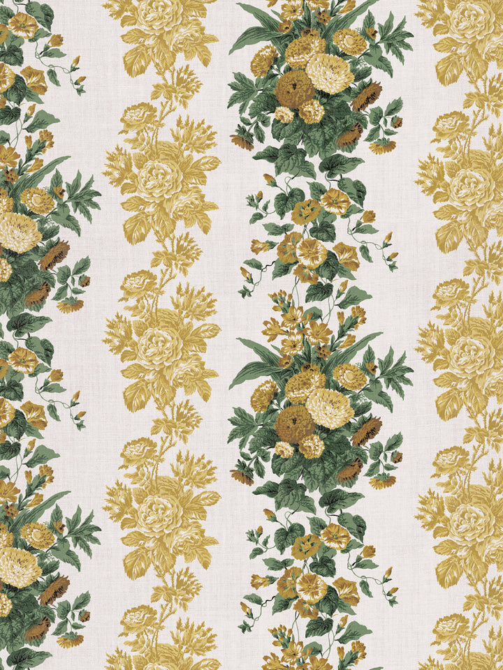 'La Garland' Linen Fabric by Clare V. - Yellow Green