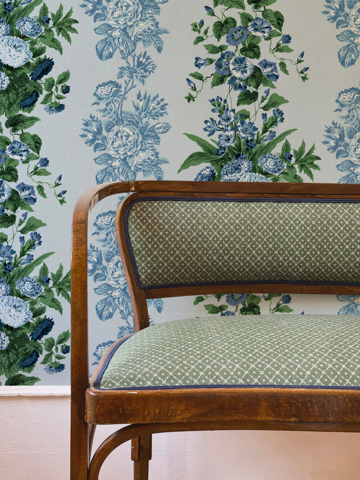 'La Garland' Wallpaper by Clare V. - Powder Blue