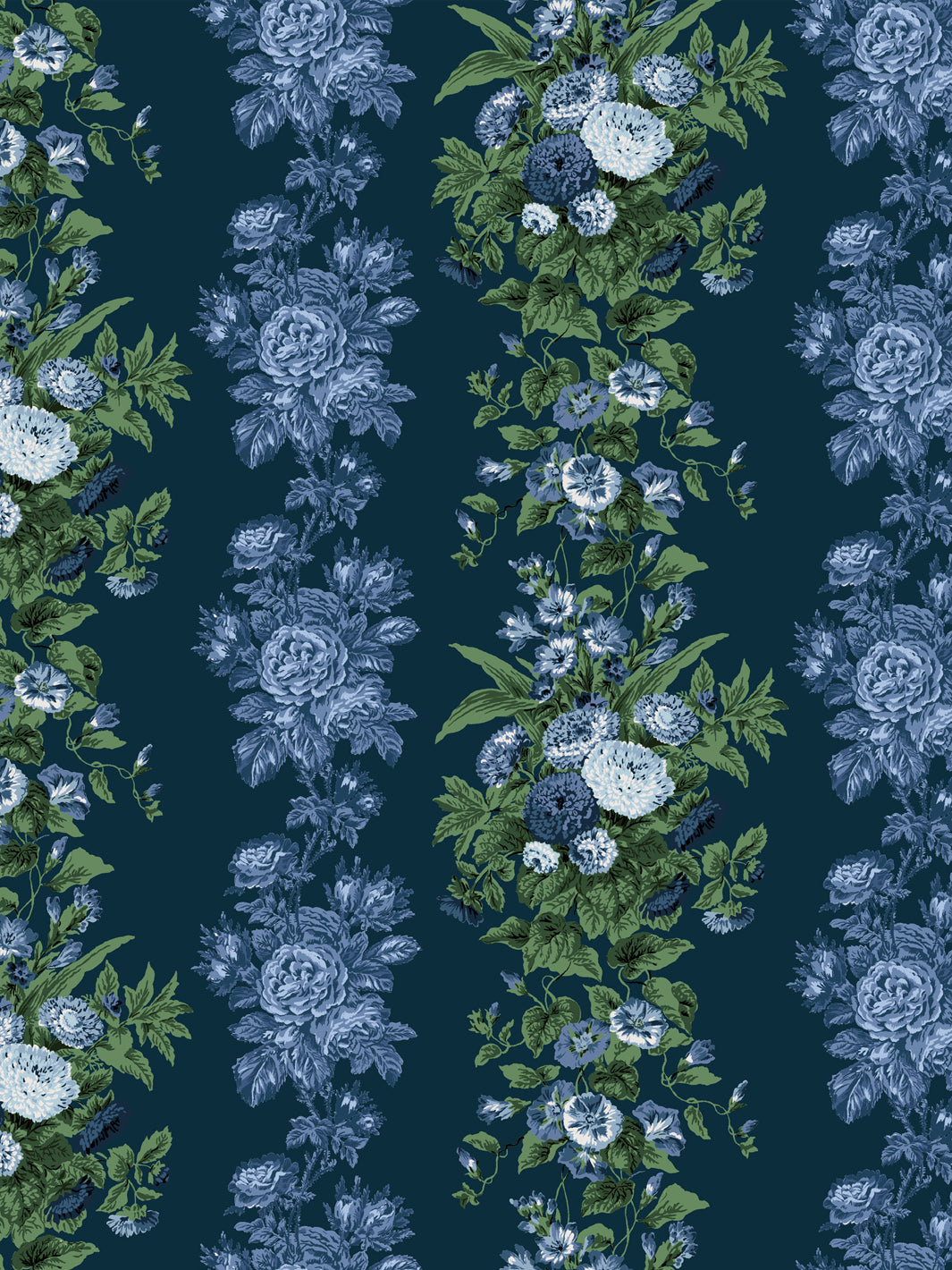 'La Garland' Wallpaper by Clare V. - Navy Blue