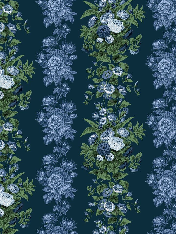 'La Garland' Wallpaper by Clare V. - Navy Blue