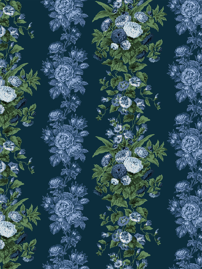 'La Garland' Wallpaper by Clare V. - Navy Blue