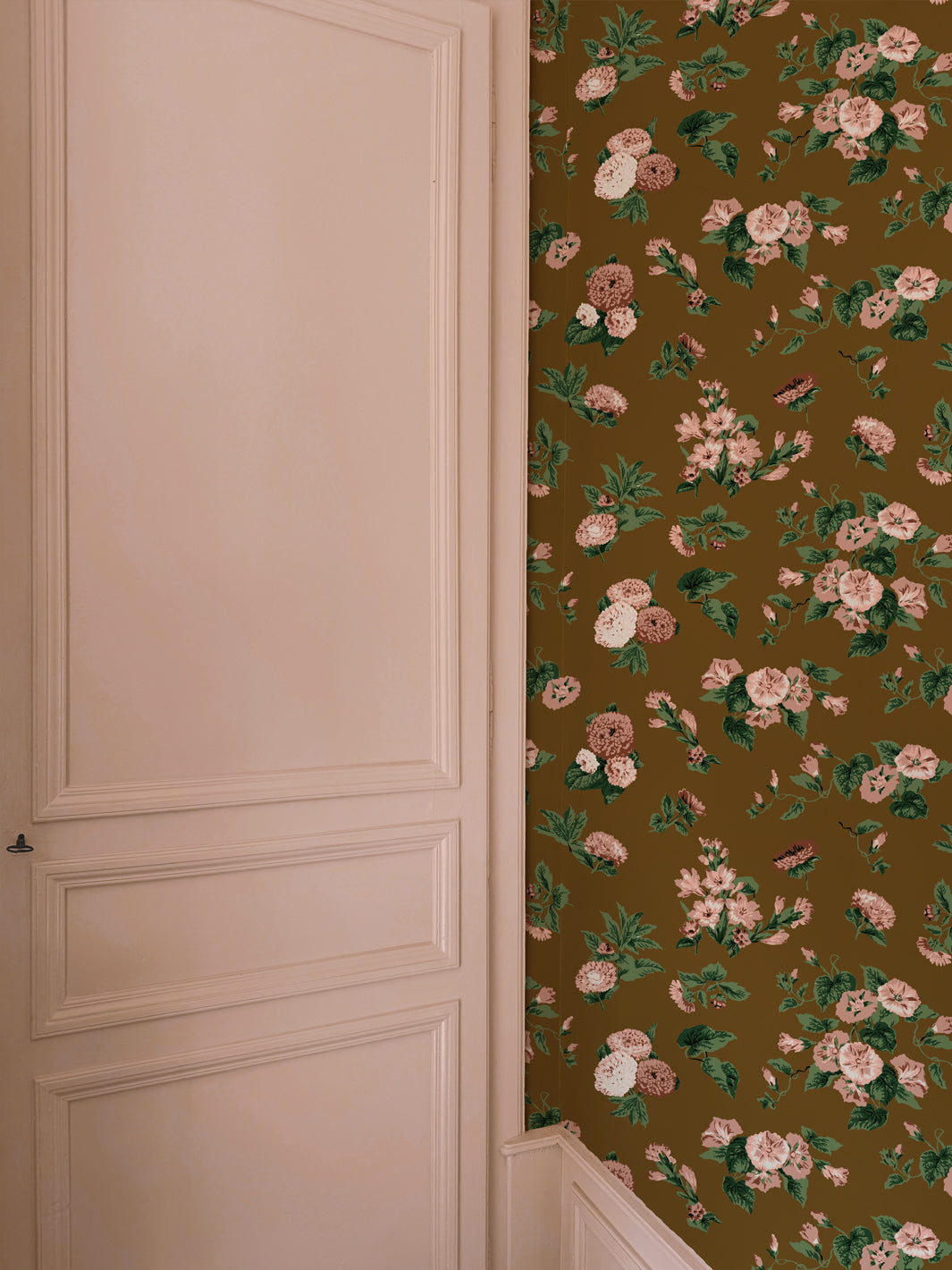 'La Zinnia' Wallpaper by Clare V. - Cocao Blush