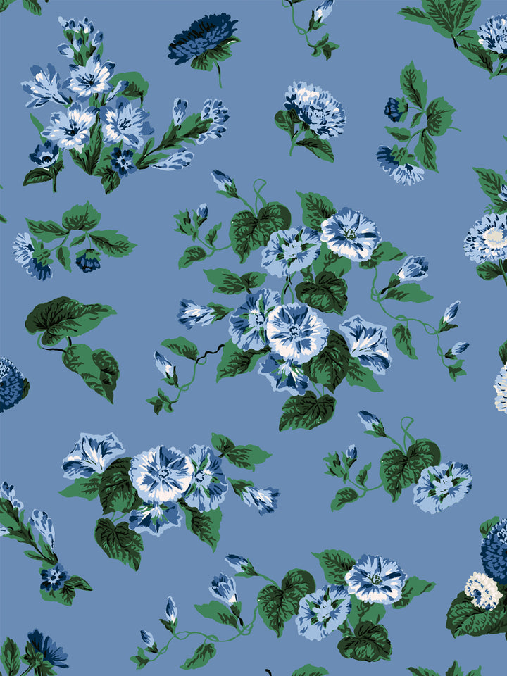 'La Zinnia' Wallpaper by Clare V. - Chambray Blue