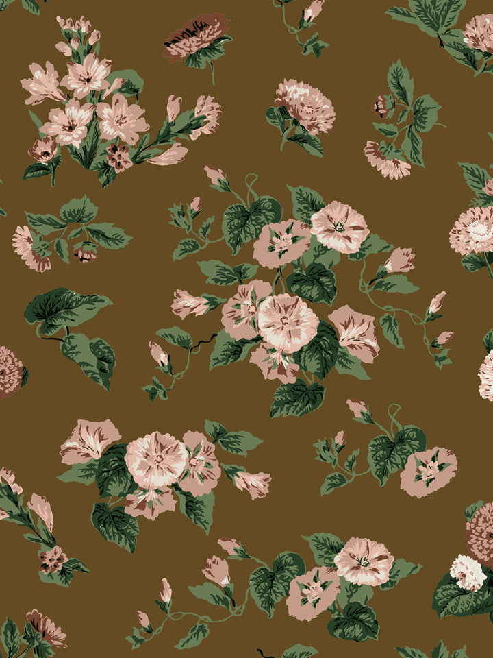 'La Zinnia' Wallpaper by Clare V. - Cocao Blush