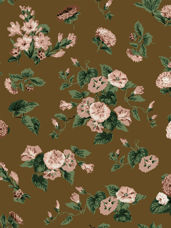 'La Zinnia' Wallpaper by Clare V. - Cocao Blush
